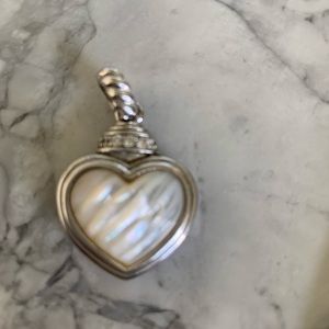 Judith Ripka mother of pearl heart charm with clasp